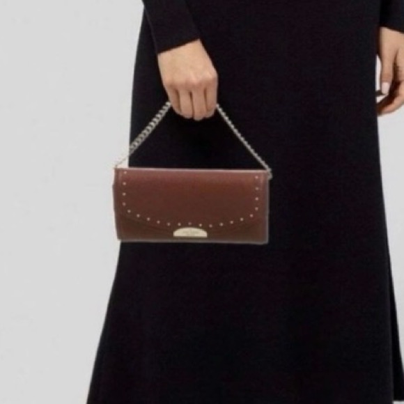 Kate Spade West Street Milou Wallet On A Chain Clutch Port Brown Euc